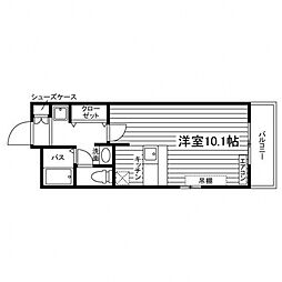 オリッシュ薬園町 5階ワンルームの間取り