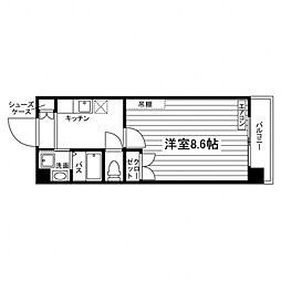 タワーパレス THE YUUKI 10階1Kの間取り