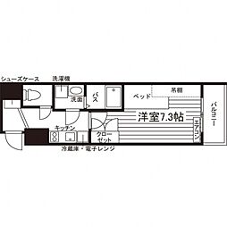 ユマン南熊本 2階1Kの間取り