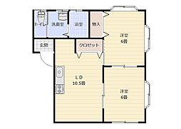 スターハイツ四反走 2LDKの間取図画像