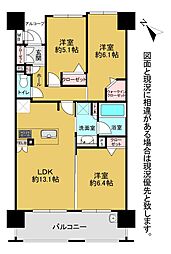 グランドキャッスル折尾駅前プレミアム 3LDKの間取図画像