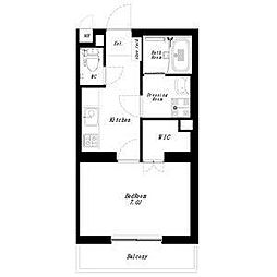 フラット麻布III 1階1Kの間取り