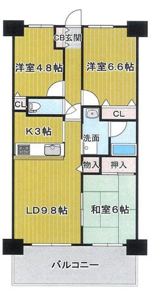 モンセーヌ和泉中央2番館(3LDK) 1階の間取り