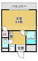 ゆずり葉 1Kの間取図画像