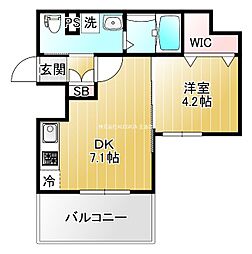 ソルテラス大阪城東 1DKの間取図画像