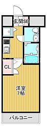 エスリード大阪城公園 1Kの間取図画像