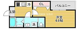 アプローズ新深江 1Kの間取図画像