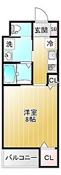 クイーンライフ東今里 1Kの間取図画像