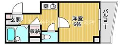 GOパレス森の宮 1Kの間取図画像