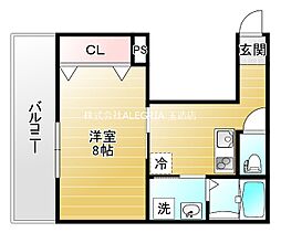 クイーンライフ東今里 1Kの間取図画像