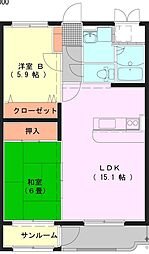 シュエット入善 2LDKの間取図画像