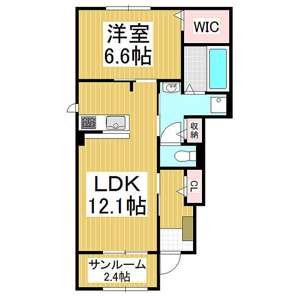 長野県諏訪市南町(賃貸アパート1LDK・1階・52.38㎡)の写真 その2