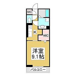 コンフォーティア諏訪豊田　B棟 3階1Kの間取り