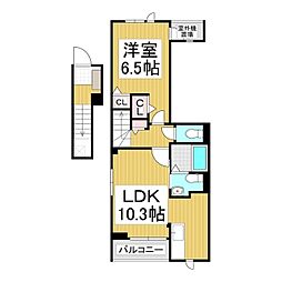フィールドヒル　茅野 2階1LDKの間取り