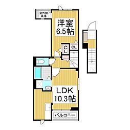 フィールドヒル　茅野 2階1LDKの間取り