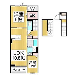 フィールドヒル　茅野 3階2LDKの間取り