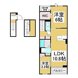 フィールドヒル　茅野 3階2LDKの間取り