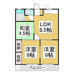 エスポワール楓 1階3DKの間取り