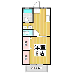 サンハイツ塚間B 1DKの間取図画像