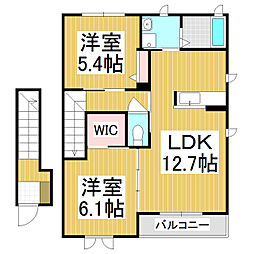 ファミーユ　ME 2階2LDKの間取り