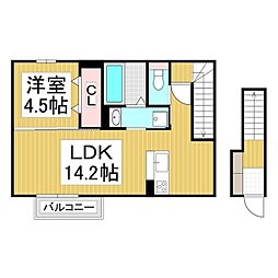 D-roomちの 2階1LDKの間取り