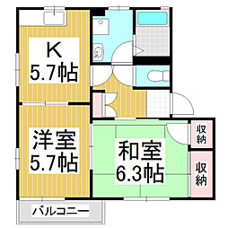 サニーハウス　岩波　B棟 1階2Kの間取り