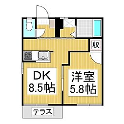 アヤメコーポ 1階1DKの間取り