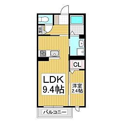 BLUE LEAF 岡谷銀座 1階1LDKの間取り