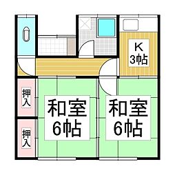 さつき荘 1階2Kの間取り