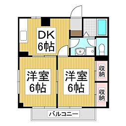 グランパドドゥ 1階2DKの間取り