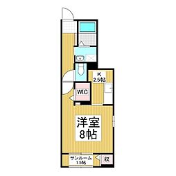 エクラテラス A 1Kの間取図画像