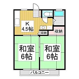 茜ハイツ 2DKの間取図画像