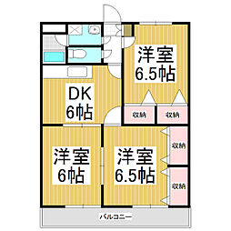 アンソレイユ 3DKの間取図画像