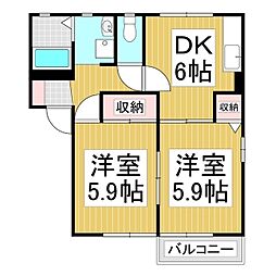 フォーレスフラワーB 2DKの間取図画像