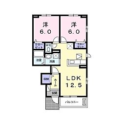 サンリット葛井 2LDKの間取図画像