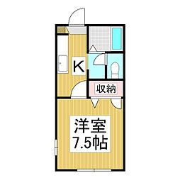 ディアスカリヨンA 1Kの間取図画像