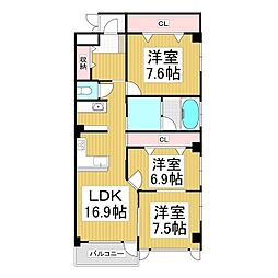 サンエコーチノ 3LDKの間取図画像