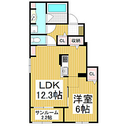 ロジュマンココティエ3 1LDKの間取図画像