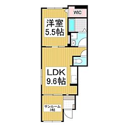 ルーチェテラス B 1LDKの間取図画像