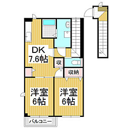 シェソワF 2DKの間取図画像