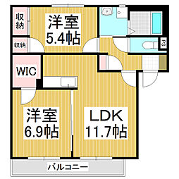 パーチェ長峰 2LDKの間取図画像