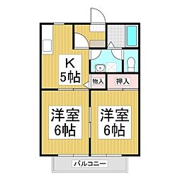 サンビレッジ横町B 2Kの間取図画像