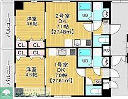 ステイビルII 8階1DKの間取り