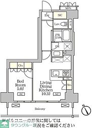 リーフシティ市川　ザ・レジデンス 9階1LDKの間取り