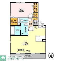 クロシェット　B 1階1LDKの間取り