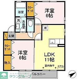 フォレストコート 2階2LDKの間取り
