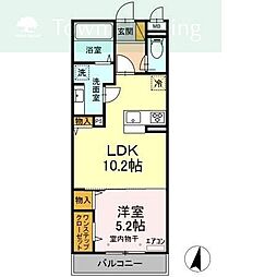 サンボナール 3階1LDKの間取り
