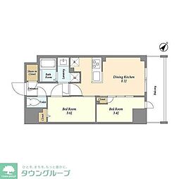 Ａｕｇｕｓｔａ　Ｒｅｓｉｄｅｎｃｅ　新小岩 12階2DKの間取り