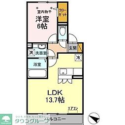 ヴェルドミール　B 1階1LDKの間取り