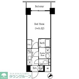 ドゥーエ西船橋 4階1Kの間取り